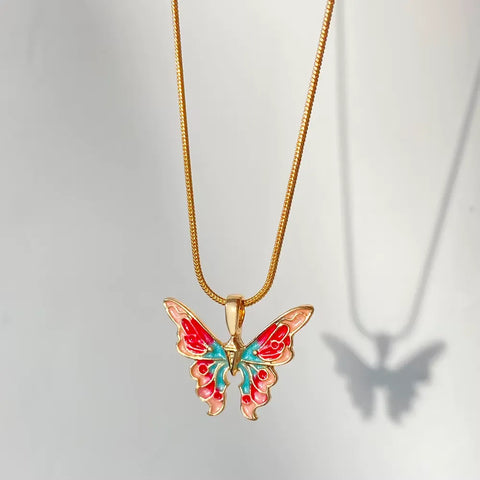 Multi Painted Butterfly/Snake Chain Pendant